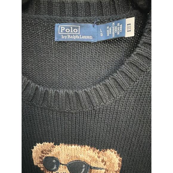 Polo by Ralph Lauren Polo Bear Pullover Crewneck Black Sweater Women’s Large - Picture 5 of 8